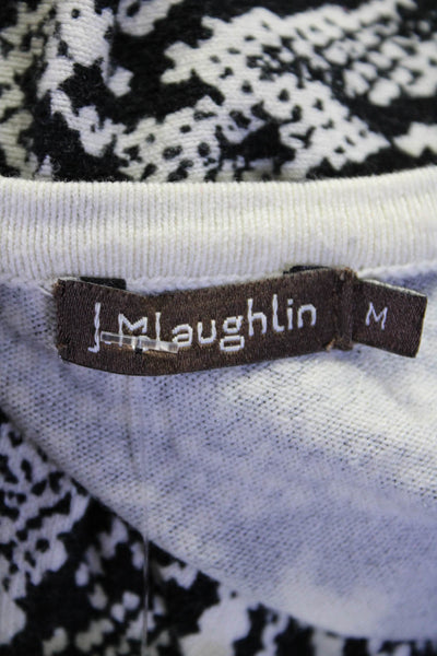 J. Mclaughlin Womens Cotton Black Python Print Crew Neck Sweater Top Size M
