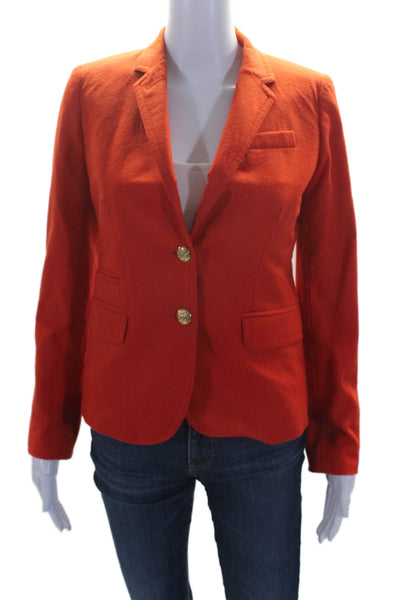 J Crew Womens Wool Texture Buttons Collar Long Sleeve Blazer Red Size 0