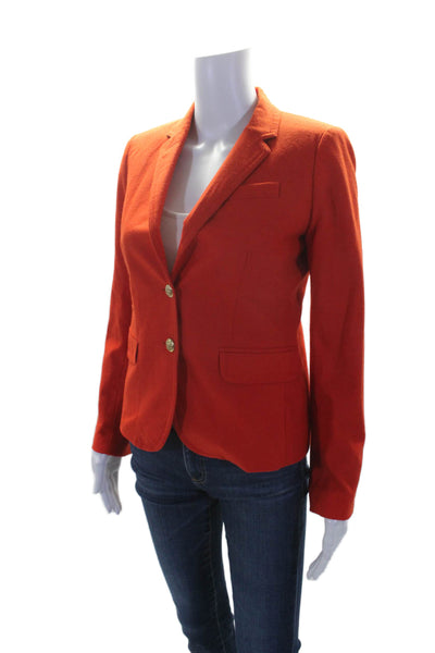 J Crew Womens Wool Texture Buttons Collar Long Sleeve Blazer Red Size 0