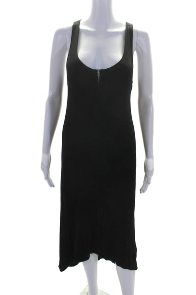 Feel The Piece Womens Ribbed Scoop Neck Sleeveless Midi Tank Dress Black Size M