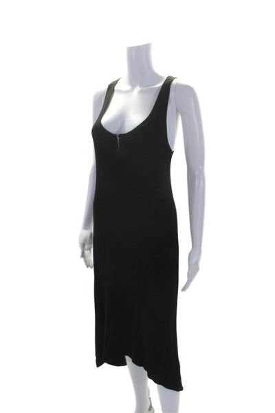 Feel The Piece Womens Ribbed Scoop Neck Sleeveless Midi Tank Dress Black Size M