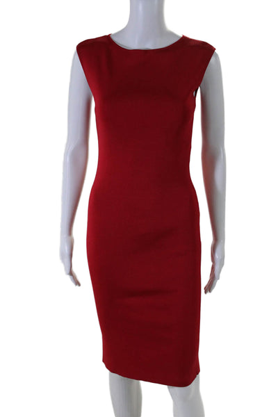 Ralph Lauren Black Label Womens Back Zip Boat Neck Knit Sheath Dress Red Size XS