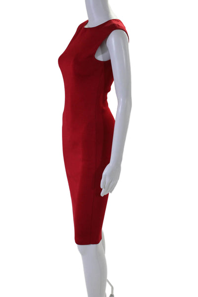 Ralph Lauren Black Label Womens Back Zip Boat Neck Knit Sheath Dress Red Size XS