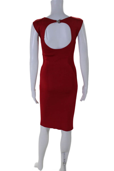 Ralph Lauren Black Label Womens Back Zip Boat Neck Knit Sheath Dress Red Size XS