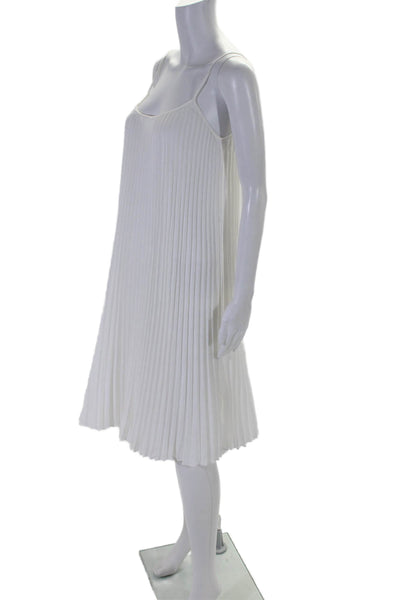 Vince Womens Spaghetti Strap Scoop Neck Pleated Shift Dress White Size Small