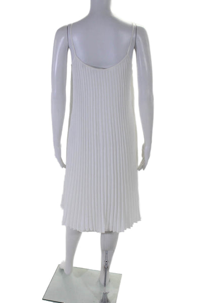 Vince Womens Spaghetti Strap Scoop Neck Pleated Shift Dress White Size Small