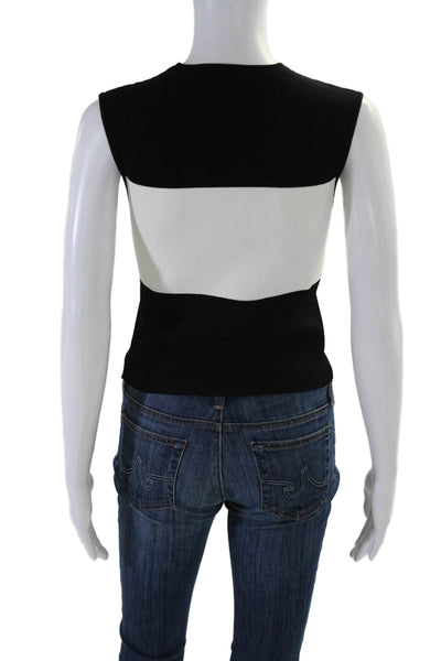 Autumn Cashmere Womens Sleeveless Crew Neck Knit Top Black White Size Medium