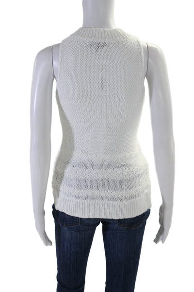 Rag & Bone Womens Sleeveless V Neck Crochet Knit Top White Cotton Size XS