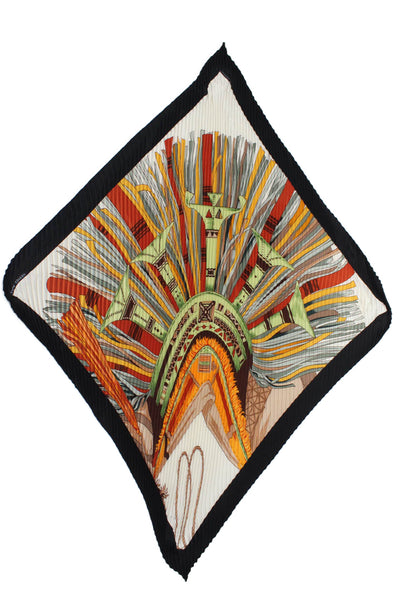 Hermes Womens Silk Cuirs Du Desert Accordion Pleat Light Scarf Multi Colored