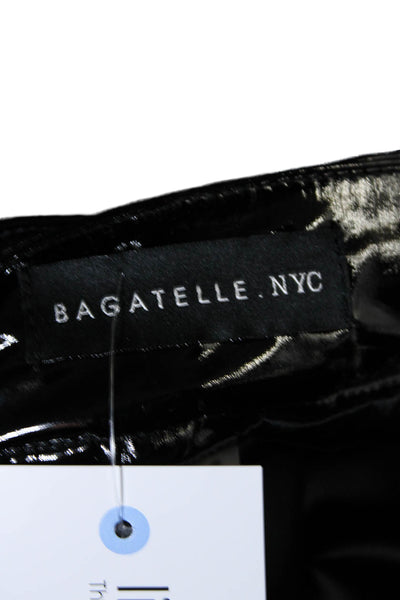 Bagatelle . NYC Womens Pleated Leather Shiny Belted Zip Short Skirt Black Size S