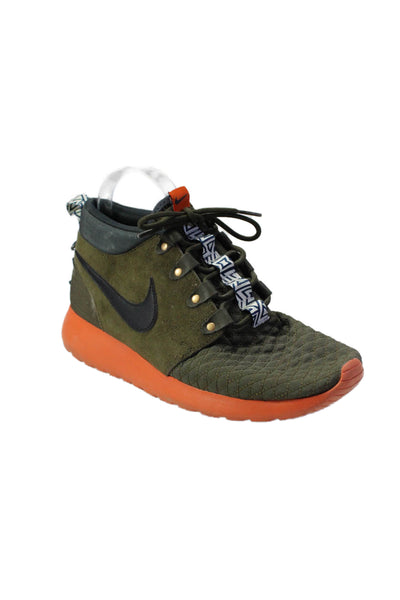 Nike Mens Roshe Round Toe Lace Up High Top Sneakers Boots Green Size 8.5