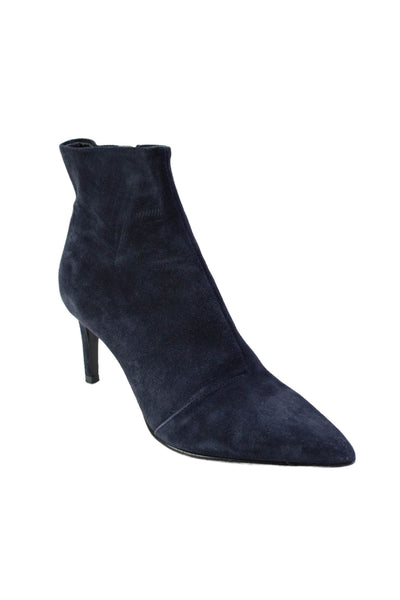 Rag & Bone Womens Suede Pointed Toe Tiny Heel Booties Navy Size EUR 36.5