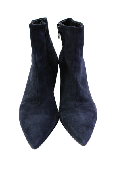 Rag & Bone Womens Suede Pointed Toe Tiny Heel Booties Navy Size EUR 36.5