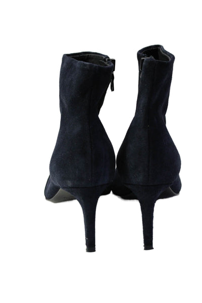 Rag & Bone Womens Suede Pointed Toe Tiny Heel Booties Navy Size EUR 36.5