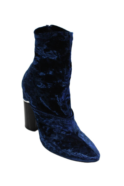 3.1 Phillip Lim Womens Back Zip Block Heel Velvet Booties Blue Sie 37