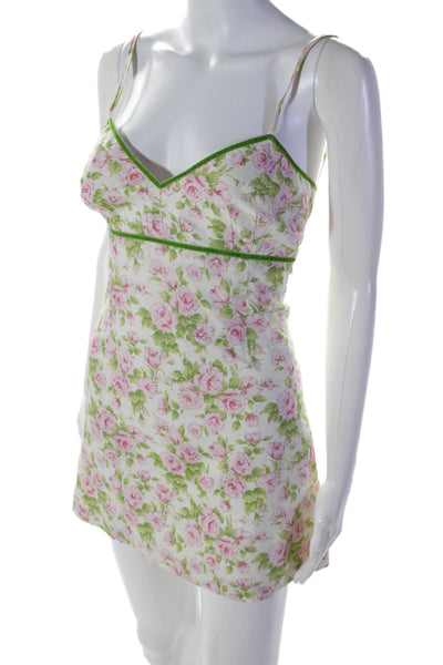 Shoshanna Women's V-Neck Spaghetti Straps Floral Lined Mini Dress Size 2