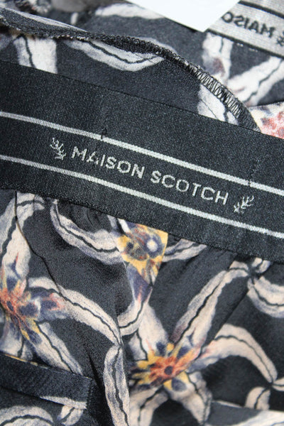 Scotch & Soda Womens Floral Elastic Waist Straight Leg Pants Black Size S