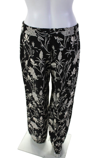 Scotch & Soda Womens Floral Two Pocket Mid-Rise Straight Leg Pants Black Size S