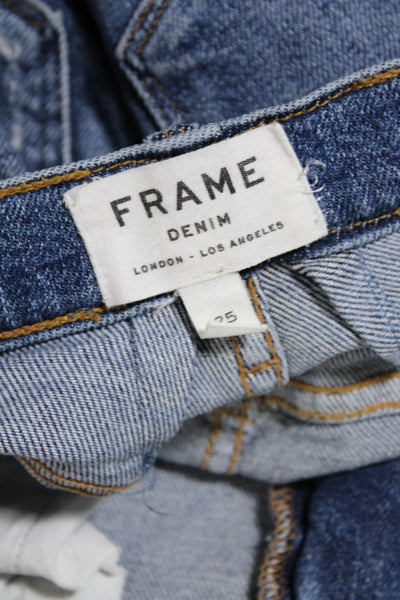 Frame Denim Womens Le Nouveau Straight Leg Ripped Jeans Blue Cotton Size 25