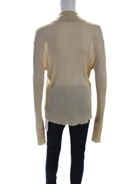 Free People Womens Button Down Crew Neck Sweater Beige Size Extra Small