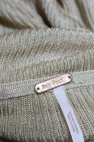 Free People Womens Button Down Crew Neck Sweater Beige Size Extra Small