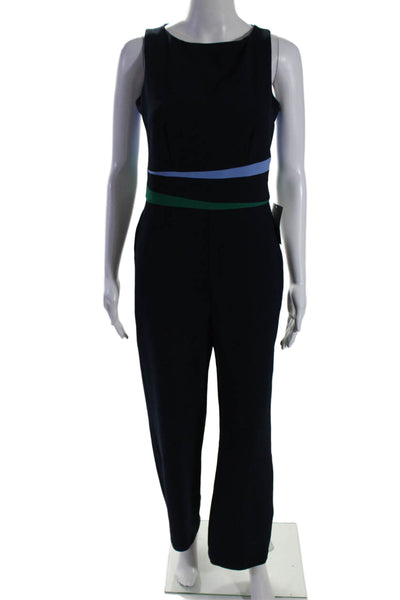 Vince Camuto Womens Sleeveless Straight Leg Back Zip Jumpsuit Blue 2