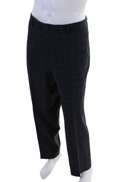 Woodbury Men's Long Sleeves Lined Two Piece Pants Suit Navy Blue Plaid Size 40