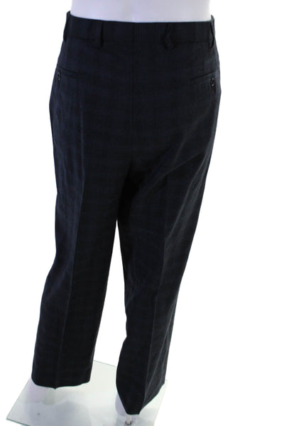 Woodbury Men's Long Sleeves Lined Two Piece Pants Suit Navy Blue Plaid Size 40