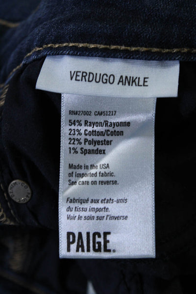 Paige Women's Midrise Five Pockets Dark Wash Skinny Denim Pants Size 27