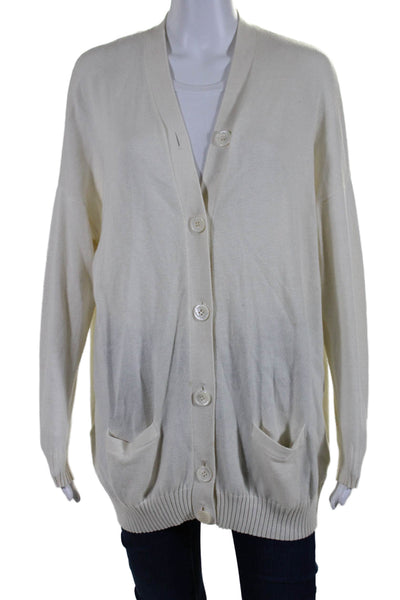 Organic John Patrick Womens Cotton Knit Long Sleeve Nikki Cardigan White Size XS