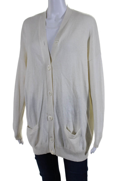 Organic John Patrick Womens Cotton Knit Long Sleeve Nikki Cardigan White Size XS