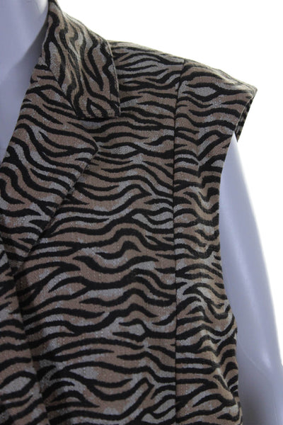 Scotch And Soda Womens Sleeveless Texture Animal Print Blazer Jacket Brown Size