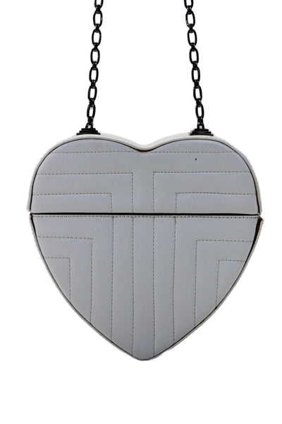 Designer Womens Quilted Leather Heart Shape Chain Strap Crossbody Bag White