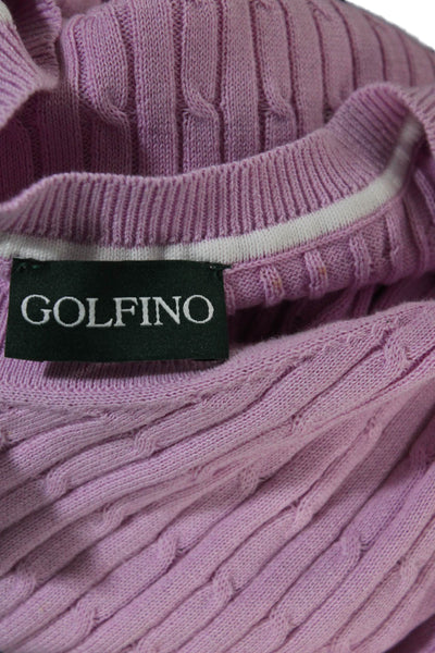 Golfino Womens Long V Neck Embroidered Tight Knit Sweater Pink Size Small