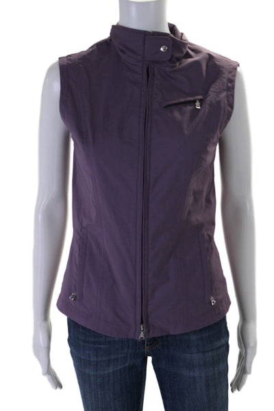 Bogner Womens Front Zip Mock Neck Lightweight Vest Jacket Purple Size 4