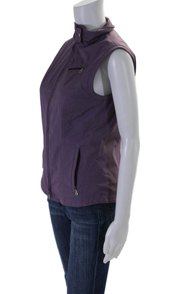 Bogner Womens Front Zip Mock Neck Lightweight Vest Jacket Purple Size 4