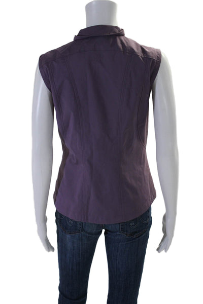 Bogner Womens Front Zip Mock Neck Lightweight Vest Jacket Purple Size 4