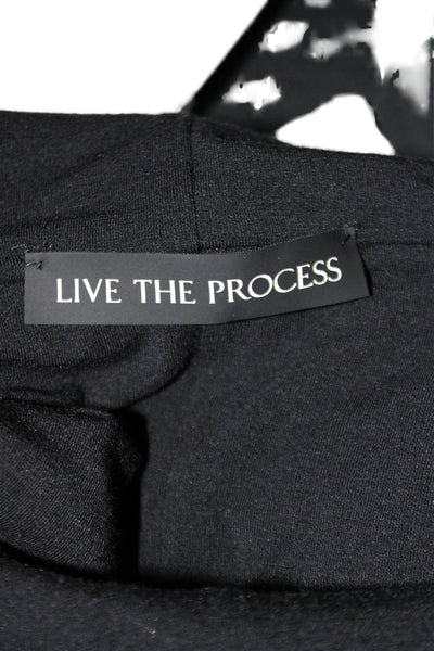 Live the Process Womens Hooded Long Sleeve Zip Up Longline Jacket Navy Size M