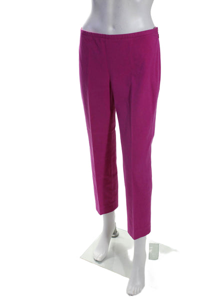 J. Mclaughlin Womens Side Zip High Rise Pleated Pants Pink Cotton Size 4