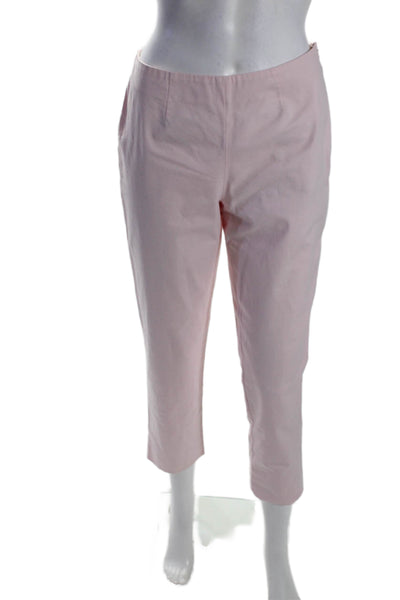 Les Copains Womens Side Zip Mid Rise Straight Leg Trouser Pants Pink Size IT 42