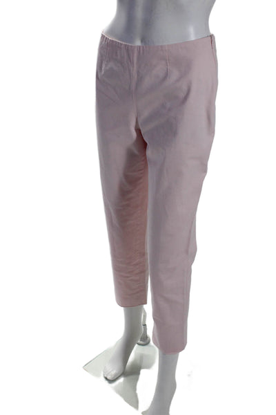 Les Copains Womens Side Zip Mid Rise Straight Leg Trouser Pants Pink Size IT 42