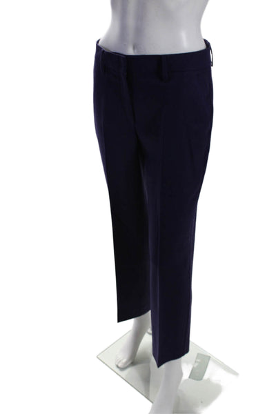 Les Copains Womens Zipper Fly Pleated Straight Leg Pants Purple Wool Size IT 42