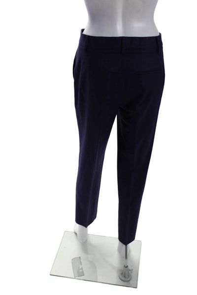 Les Copains Womens Zipper Fly Pleated Straight Leg Pants Purple Wool Size IT 42