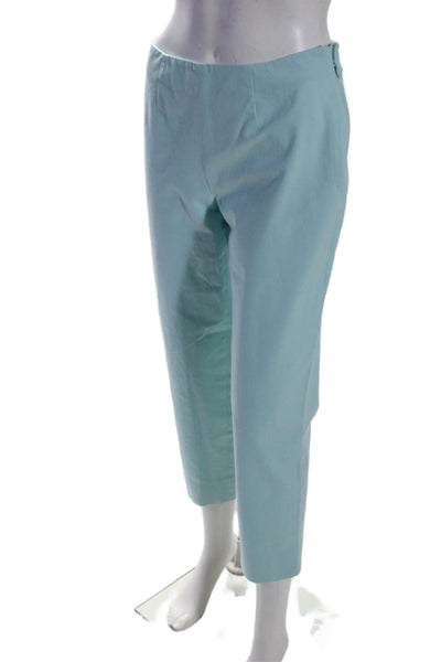 Piazza Sempione Womens Side Zip Pleated Straight Cropped Pants Blue Size IT 42