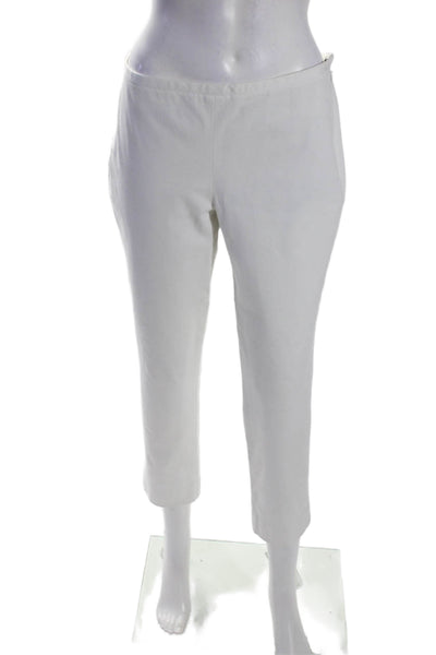 J. Mclaughlin Womens Side Zip Mid Rise Straight Cropped Pants White Cotton 4