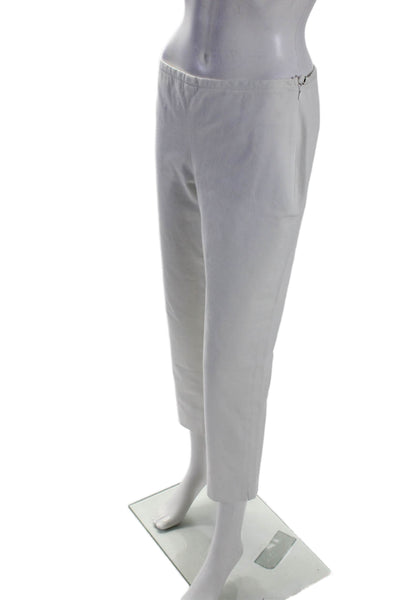 J. Mclaughlin Womens Side Zip Mid Rise Straight Cropped Pants White Cotton 4