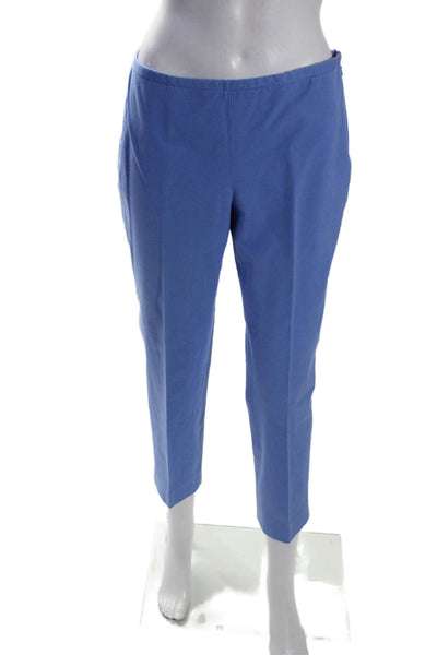 J. Mclaughlin Womens Side Zip Pleated Straight Cropped Pants Blue Cotton Size 4