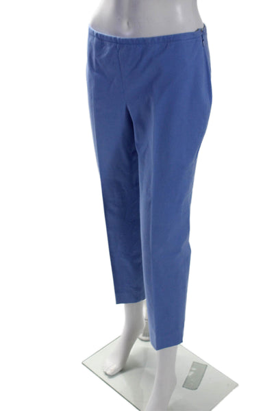 J. Mclaughlin Womens Side Zip Pleated Straight Cropped Pants Blue Cotton Size 4