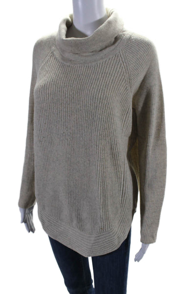 Vince Womens Wool Blend High Neck Long Sleeve Pullover Sweater Beige Size XS