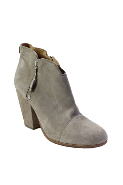 Rag & Bone Womens Suede Zip Rounded Toe Block Heel Booties Gray Size EUR 36.5